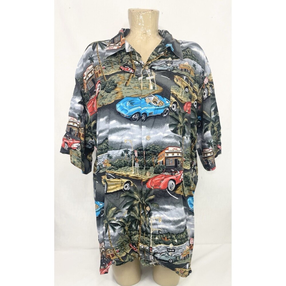 Island Collection Shirt XL X Large 51" Vintage Classic Cars Chevy Corvette Beach
